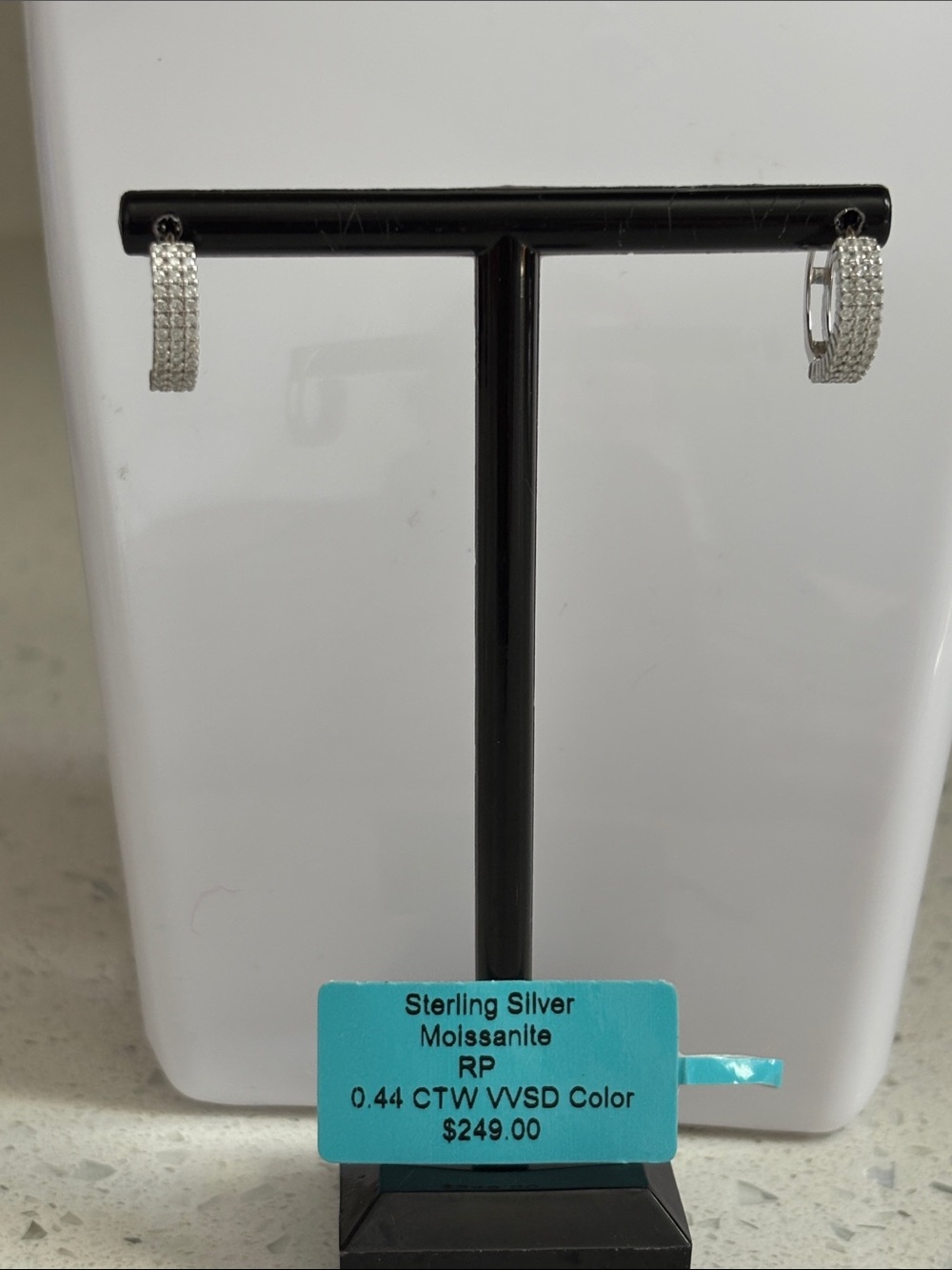 Sterling Silver Moissanite Huggie Hoop Earrings, 0.44 CTW, VVSD Color